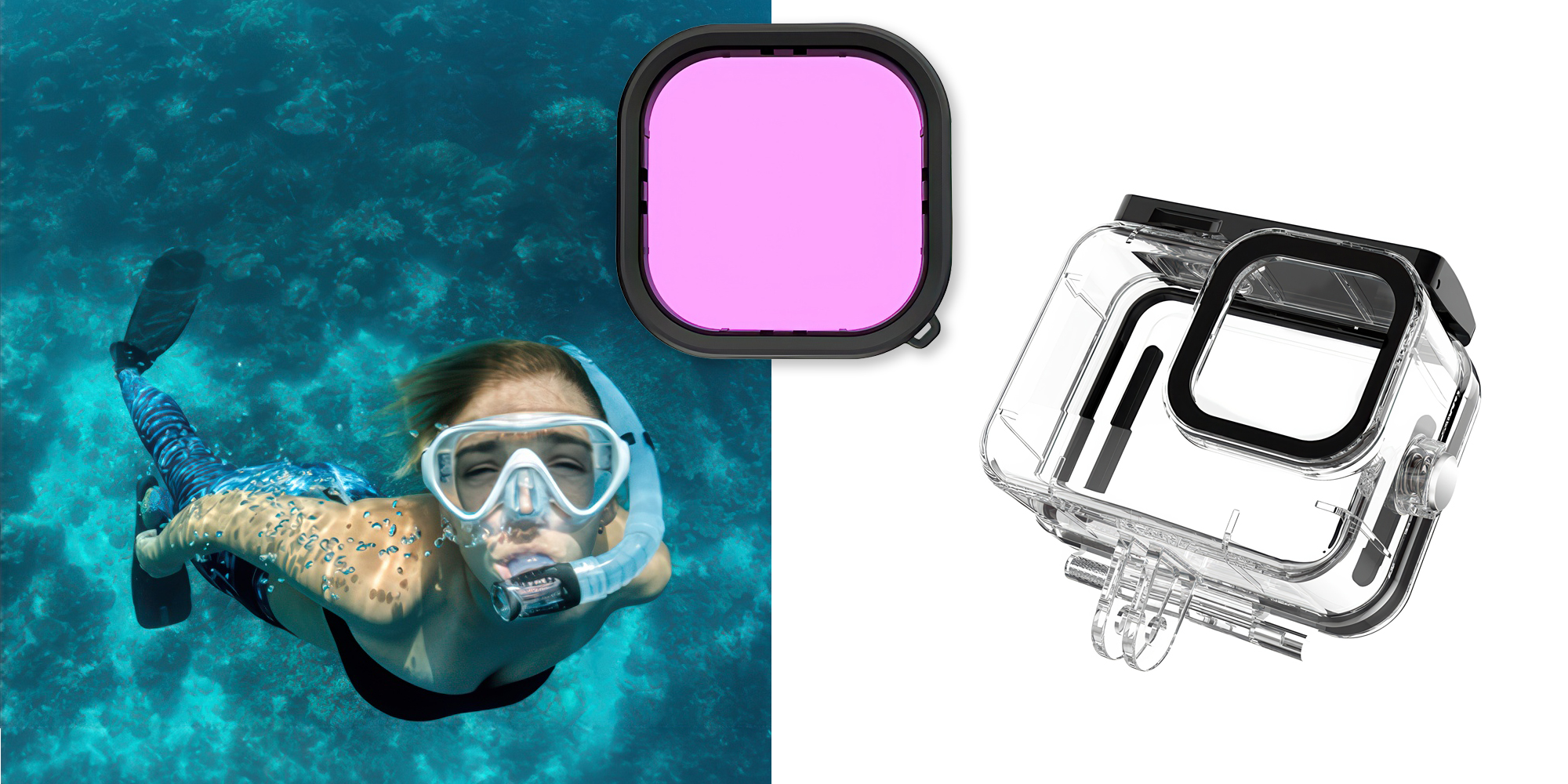 width=100% Zestaw filtrów do nurkowania Telesin GP-FLT-904 do kamer GoPro 9 / 10 / 11 / 12 / 13